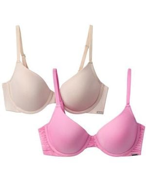 Halston Animal Mesh 2-Pack T-Shirt Bras - Pink