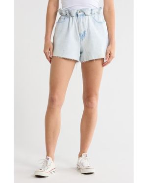 GOOD AMERICAN Paperbag Waist Denim Shorts - Blue