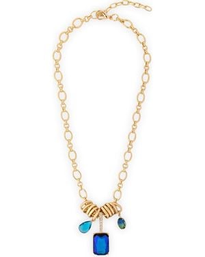 Saachi Stone Charm Chain Necklace - Metallic