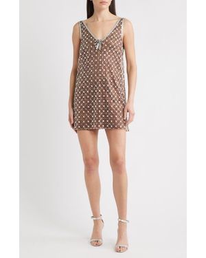 Saylor Jeanetta Sequin Embroidery Cocktail Minidress - Brown