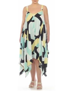 Boho Me Print Handkerchief Hem Maxi Dress - Green