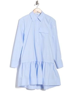 A.L.C. Brooke Long Sleeve Ruffle Cotton Shirtdress - Blue