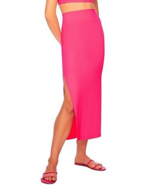 Susana Monaco Side Slit Knit Midi Skirt - Pink