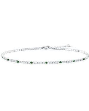 Simona Sterling Round Cubic Zirconia Tennis Anklet - Green