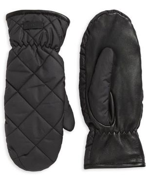Cole Haan Faux Fur Lined Quilted Puffer Mittens - Black