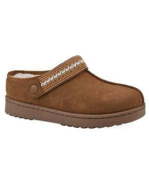 White Mountain Incast Faux Shearling Lined Clog Slipper - Brown