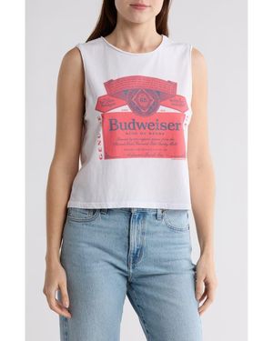 Junk Food Budweiser Label Cotton Muscle Tank - Pink