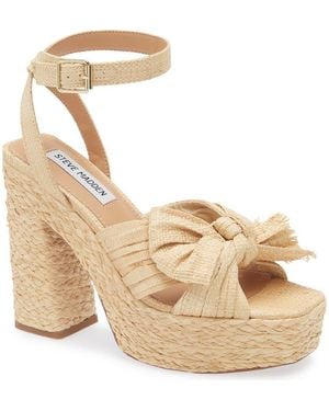 Steve Madden Romey Raffia Platform Ankle Strap Sandal - Metallic