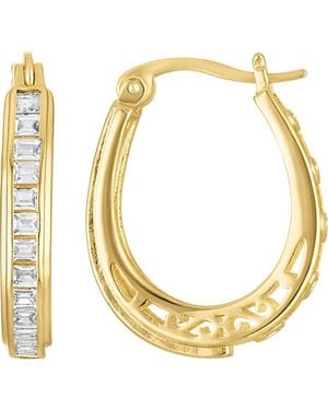 FZN Cubic Zirconia Hoop Earrings - Metallic