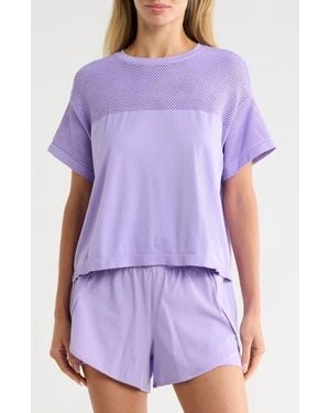 90 Degrees Seamless Net Worth Boxy T-Shirt - Purple