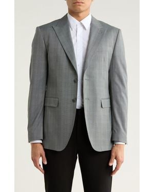 Tahari Slim Fit Tonal Windowpane Plaid Blazer - Gray