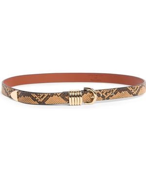 GOOD AMERICAN Skinny Faux Leather Snake Print Belt - Brown
