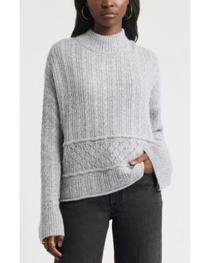 Treasure & Bond Mock Neck Alpaca & Wool Blend Sweater - Gray