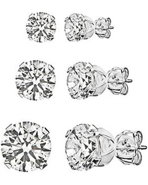 Best Silver Sterling Round-Cut Cz Stud Earring Set - White