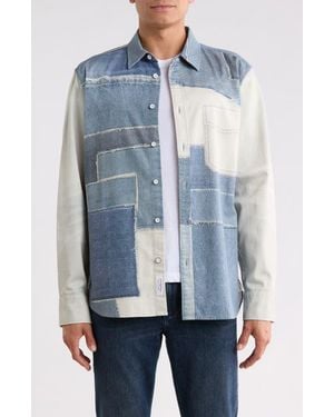 Rag & Bone Miramar Cpo Faux Denim Cotton Terry Button-Up Shirt - Blue