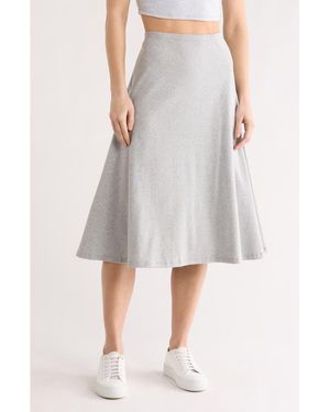 Go Couture Flared Midi Skirt - Gray