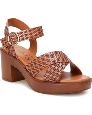 LONDON RAG Elenia Platform Block Heel Sandal - Brown