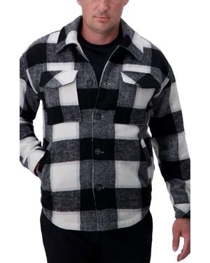 Haggar Buffalo Plaid Check Shirt Jacket - Black