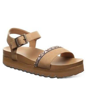 BEARPAW Orion Faux Leather Platform Sandal - Brown