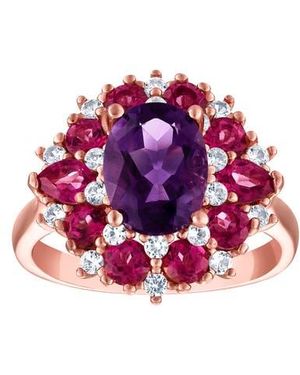 FZN 14K Rose Over & Topaz Ring - Red