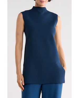 Lafayette 148 New York Matte Crepe Sleeveless Top - Blue