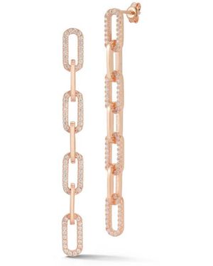 Chloe and Madison 14K Plated Cz Link Drop Earrings - White