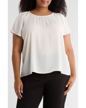 Nordstrom Rack Gathered Crewneck Short Sleeve Top - White
