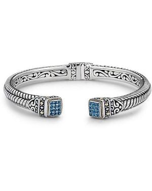 Samuel B. Woven Pavé Tipped Bangle - Multicolor
