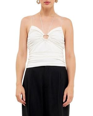 Endless Rose Ruched Keyhole Cutout Camisole - White