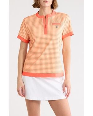 Original Penguin Pete's Bow Tie Colorblock Quarter Zip Golf Polo - Pink