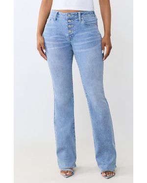 TRUE RELIGION Becca Button Fly Bootcut Jeans - Blue