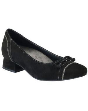 David Tate Suede Cap Toe Bow Pumps - Black