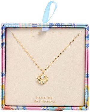 Leith Faux Pearl Shell Pendant Necklace - Natural