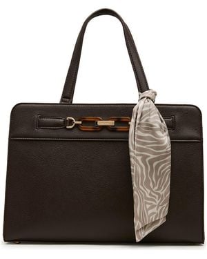 Anne Klein Triple Compartment Faux Leather Tote - Black
