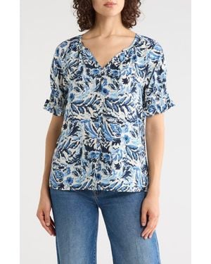 Caslon Puff Sleeve Top - Blue