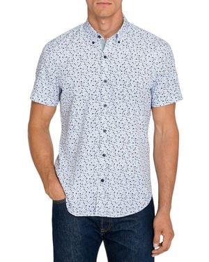Con.struct Tulip Floral Short Sleeve Stretch Button-Up Shirt - Blue