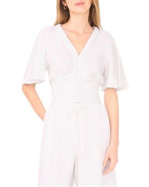 Parker Ruched V-Neck Top - White