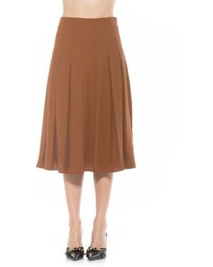 Alexia Admor Pleated Midi A-Line Skirt - Brown