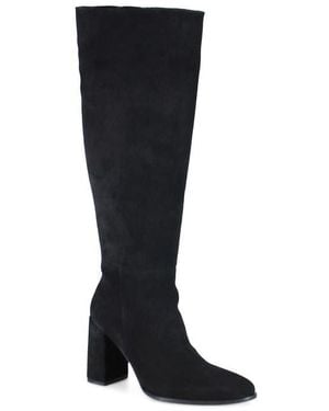 Diba True Text Back Leather Knee High Boot - Black