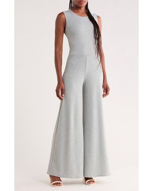 Go Couture Sleeveless Wide Leg Jumpsuit - Gray