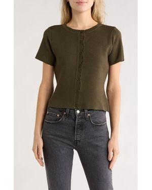 NSR Scallop Short Sleeve Knit Cardigan - Black