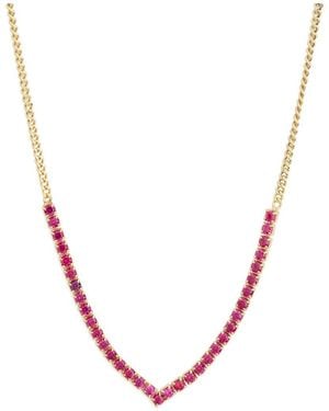 Meshmerise Colorful Crystal V-Front Chain Necklace - Metallic