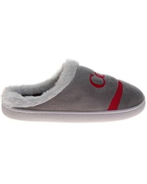 Coca Cola Diet Coke Faux Fur Trim Slipper - Gray