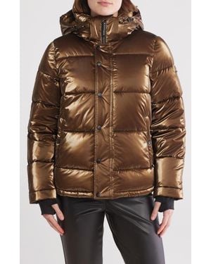 BCBGeneration Hooded Short Puffer Jacket - Brown