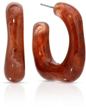 Ettika Resin Square Hoop Earrings - Pink