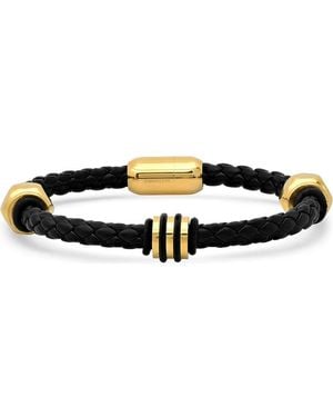 Steeltime Braided Leather Bracelet - Black