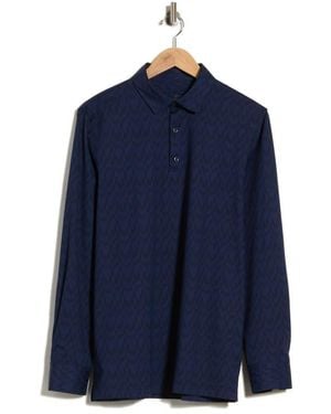 Bugatchi Ooohcotton Tech Long Sleeve Polo - Blue