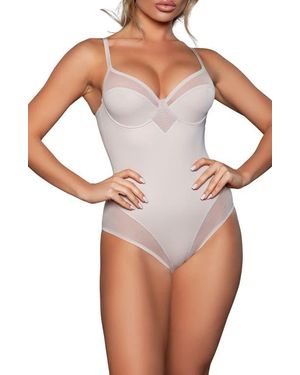 Be Wicked Comfort Control Mesh Panel Bodysuit - White