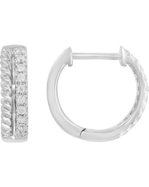 Effy Sterling Diamond Hoop Earrings - White