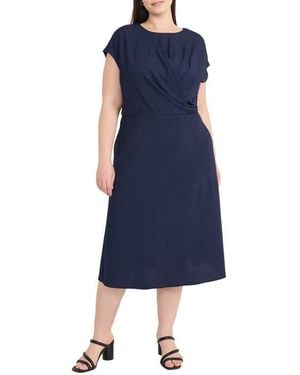 Maggy London Draped Bodice Midi Dress - Blue